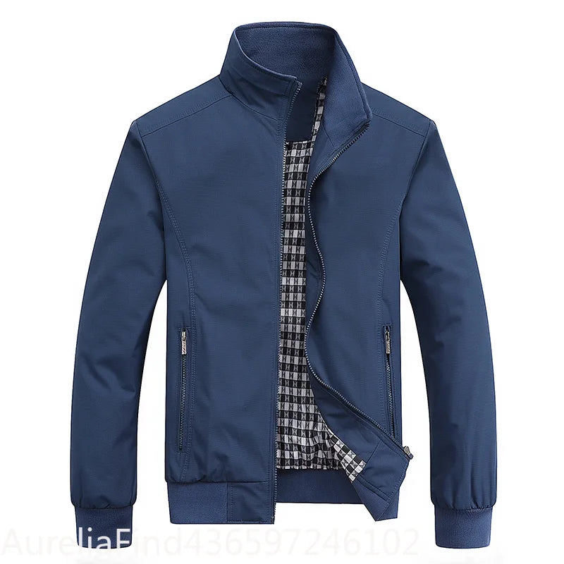 Men Slim Fit Bomber Jacket Casual Baseball Zip Up Outerwear