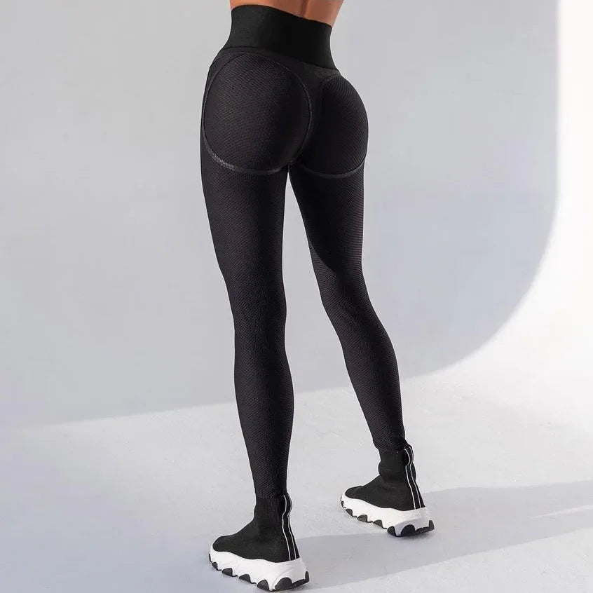 Women Ultra Thin Mesh Yoga Leggings High Waist For Fitness