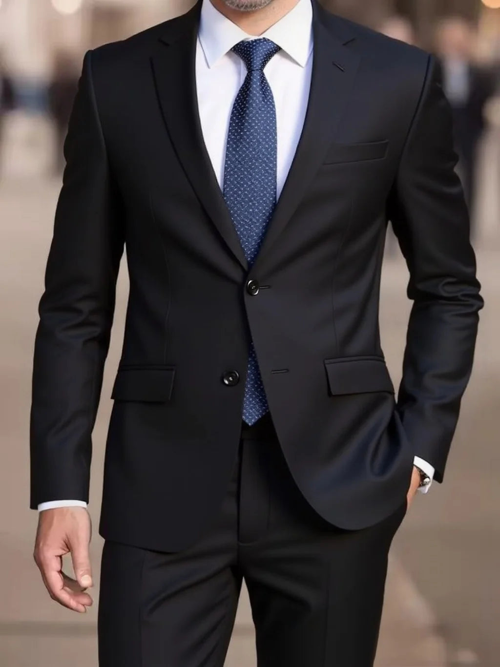 SONGWEJiE Men's Four Seasons Business Suit Two Piece Set