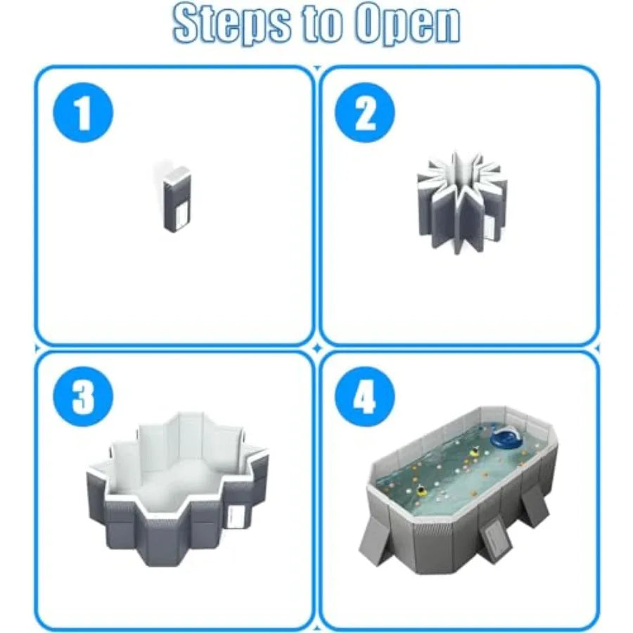 Foldable Pool Non-Inflatable With Hard Plastic Shell For Family Outdoor