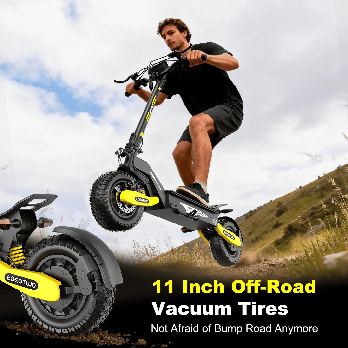 EOEOTWO 1200W Off Road Electric Scooter 48V Long Range 30MPH