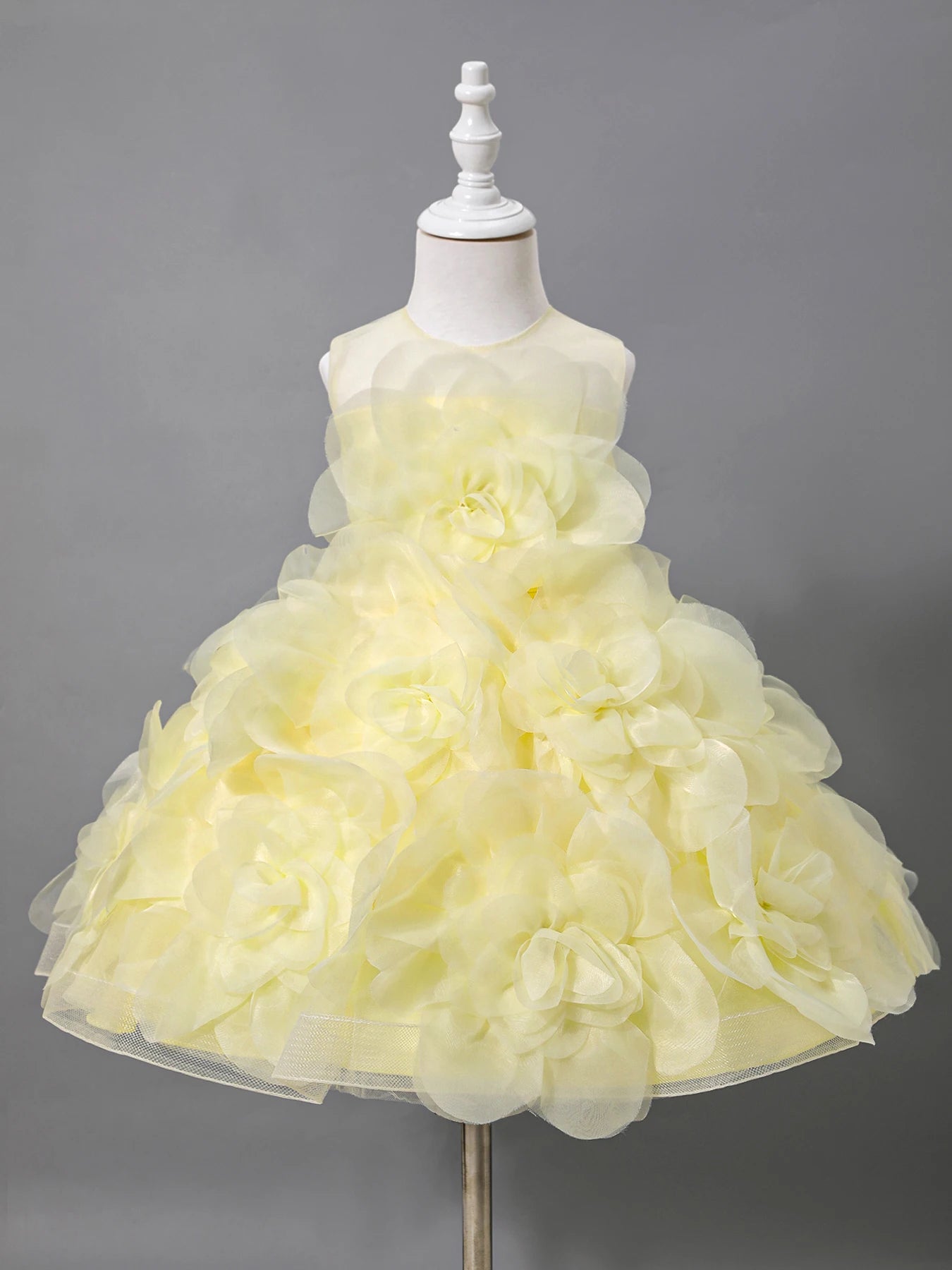 Girls Princess Party Dress Luxury Sleeveless Satin Ball Gown