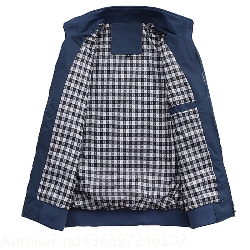 Men Slim Fit Bomber Jacket Casual Baseball Zip Up Outerwear