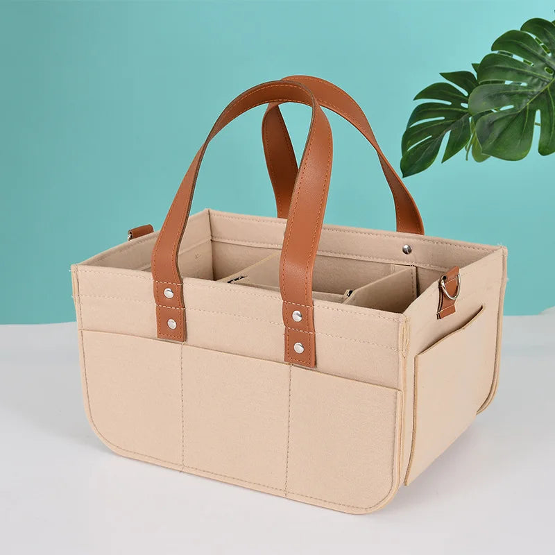 Canvas Baby Diaper Bag Organizer Tote For Change Table And Car Nursery