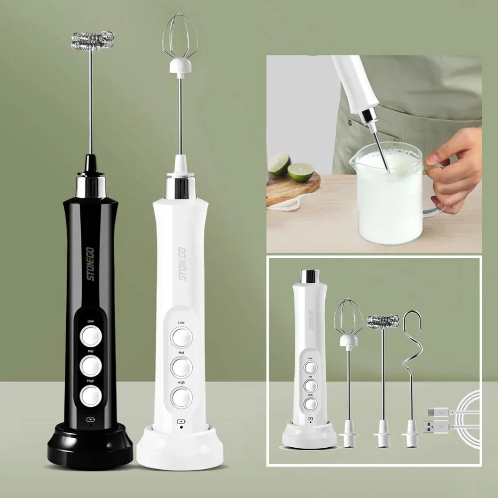 Stonego Rechargeable Milk Frother Handheld Coffee Foam Maker