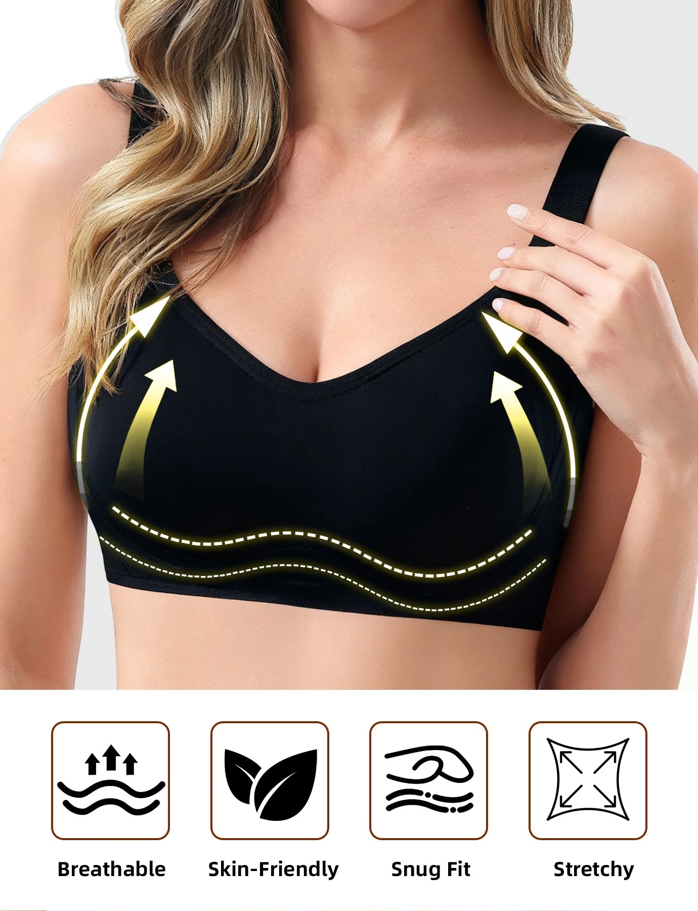 7 pcs of Color Women's Seamless Wireless Sports Bras - Soft Stretchy Push-Up Design with Removable Padding Everyday Basic Bras