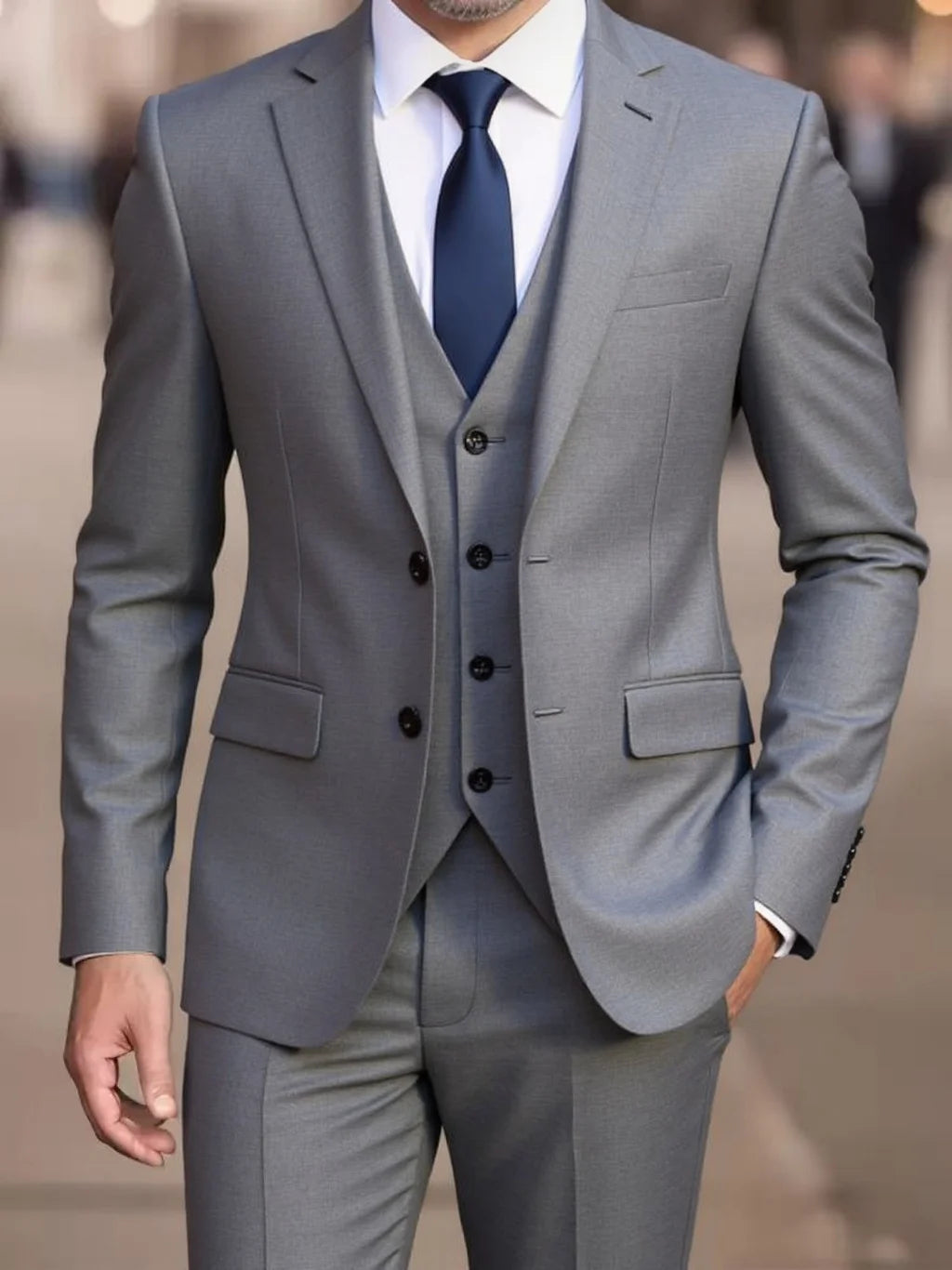 SONGWEJiE Men's Four Seasons Business Suit Two Piece Set