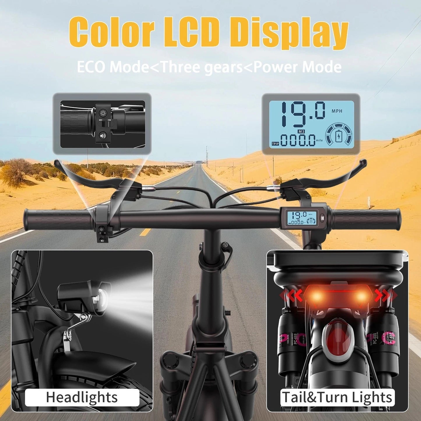 UPlee GQ8 Folding Electric Bike For Adults 48V 15Ah Battery