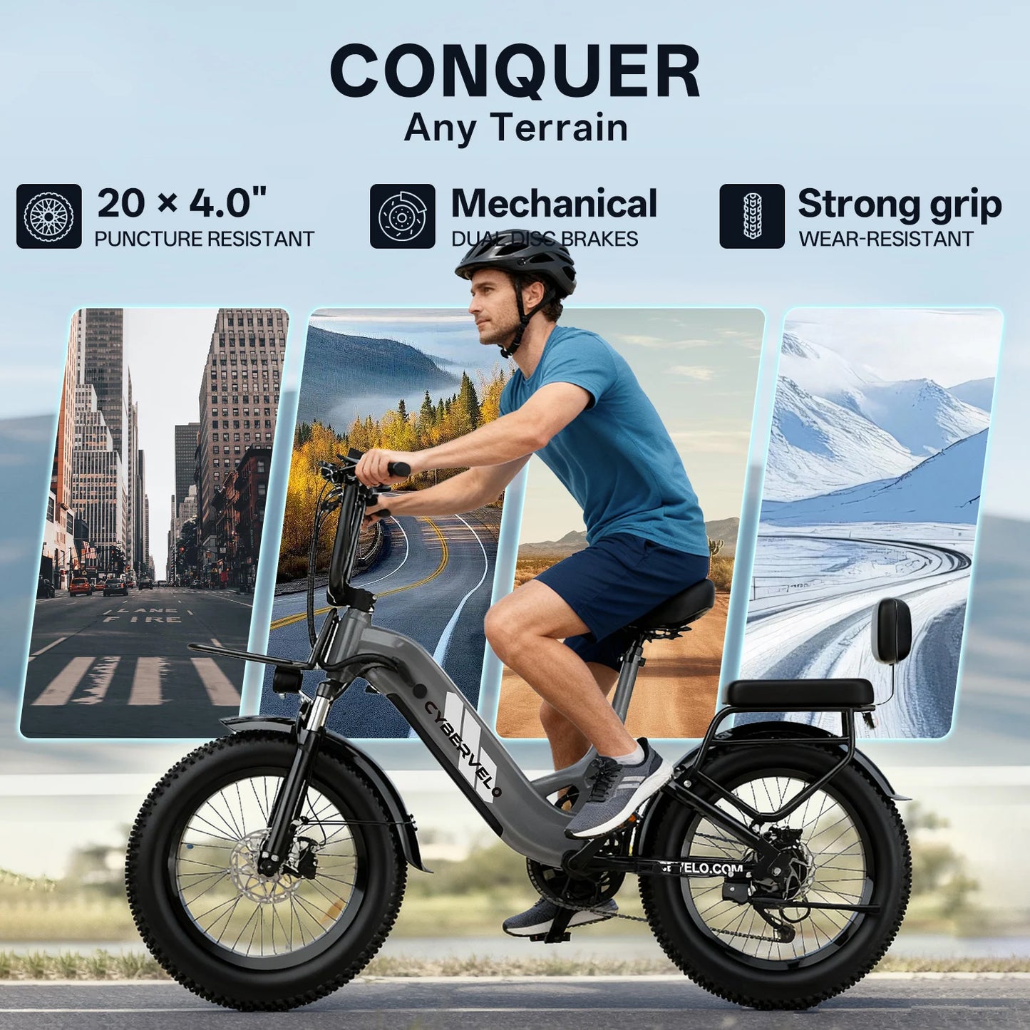CYBERVELO EK12 Electric Bike 1500W Peak 20Ah Battery 80 Miles