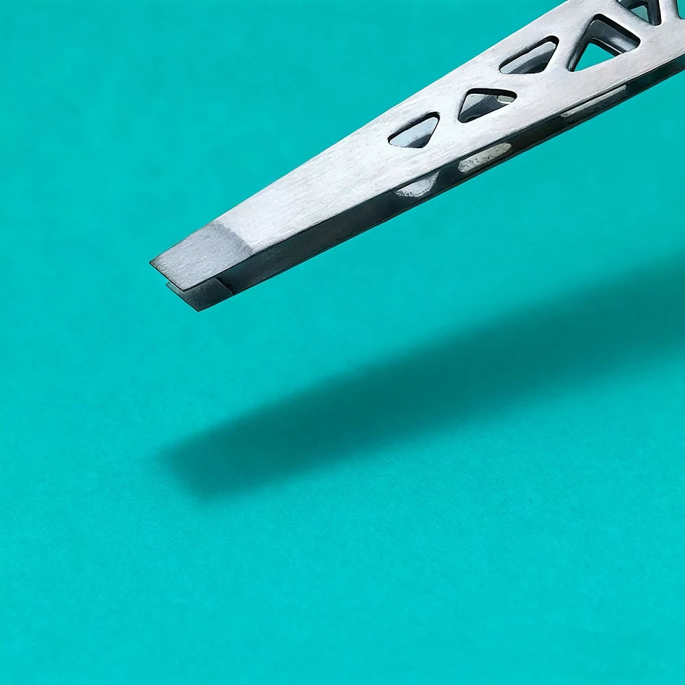 Ouriner Stainless Steel Eyebrow Tweezer Set Slant Pointed Flat Angled