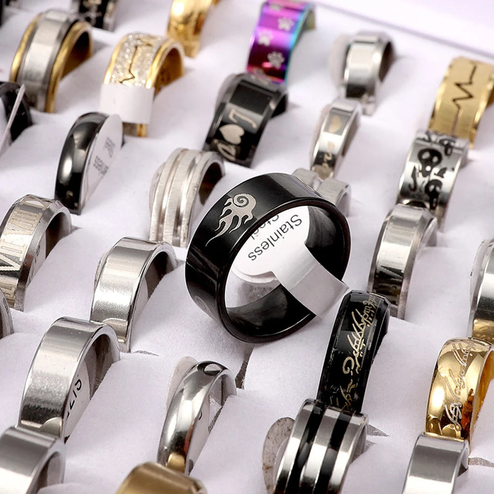 GuangdongFine Stainless Steel Rings Set For Men Women Wedding Jewelry