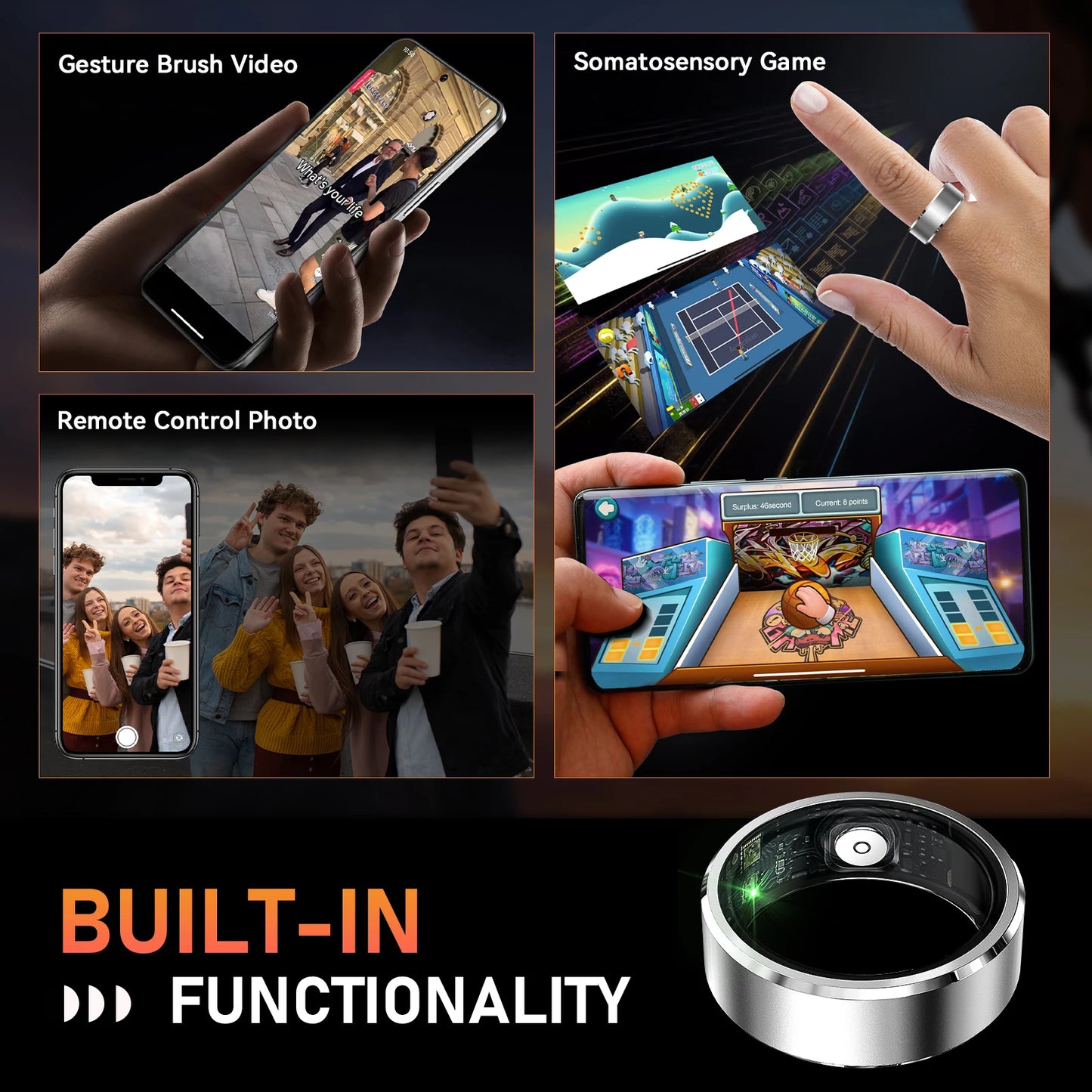 LaNikar R5 Smart Ring Blood Oxygen Heart Rate Monitor MultiSport