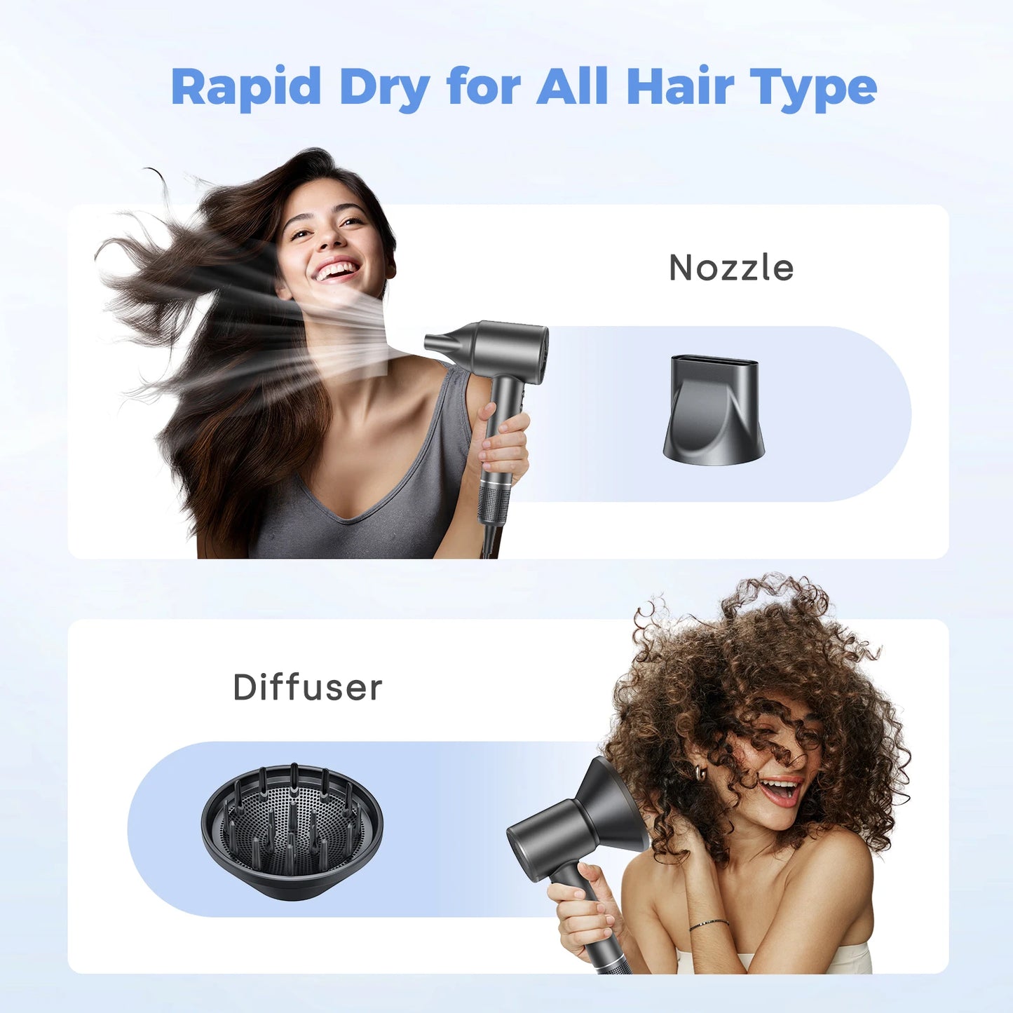 LYSMOSKI Hair Dryer With Negative Ionic Brushless Motor