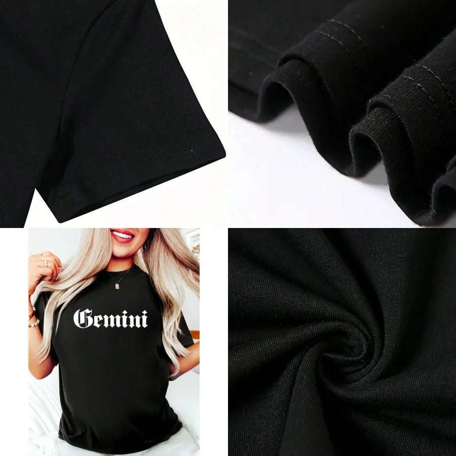 Funny Gemini Zodiac Sign Cotton T Shirt For Women Graphic Tee