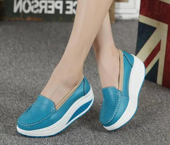 QUNSHENGRUI Women Leather Nursing Shoes Comfortable Work Shoes