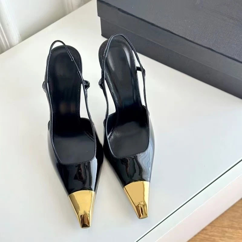 Pointed Toe Stiletto Sandals With Single Strap Slingback Heels