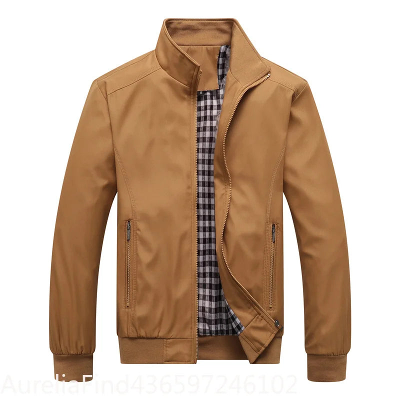Men Slim Fit Bomber Jacket Casual Baseball Zip Up Outerwear