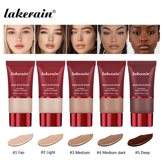 Lakerain Matte Foundation Base Cream Long-lasting Soft Focus Matte Natural Fit Coverage Concealer Waterproof Face Base Makeup