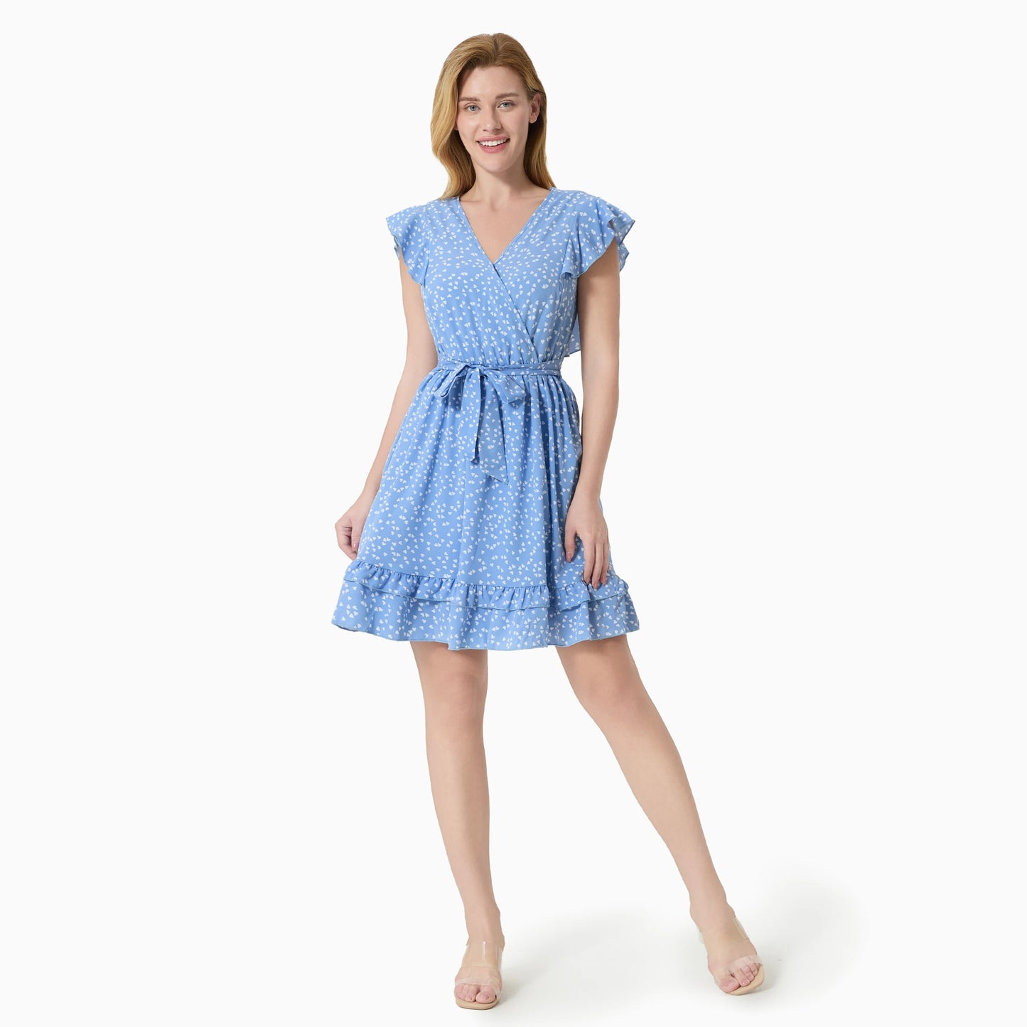 PATPAT Matching Mother Daughter Dot Print Ruffle Dress Set