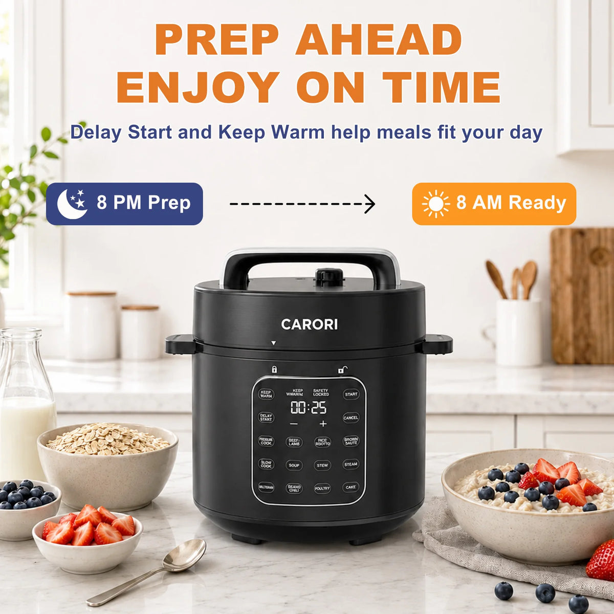 6 Qt Electric Pressure Cooker , Dual Inner Pots, Stainless Steel Pot and Non-Stick Pot, 12 Preset Cooking Programs with IMD Touchscreen, Slow Cook, Rice Cook, Steam, Black