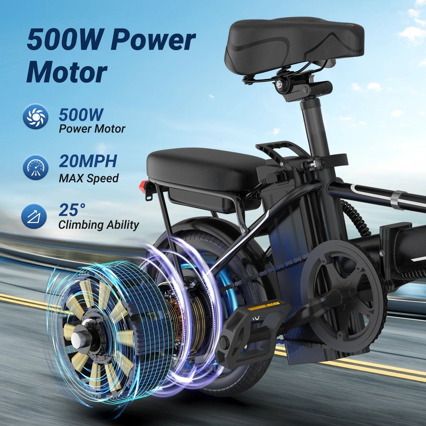 AOVOPRO EB60 Foldable Electric Bike 48V 500W Two Seat
