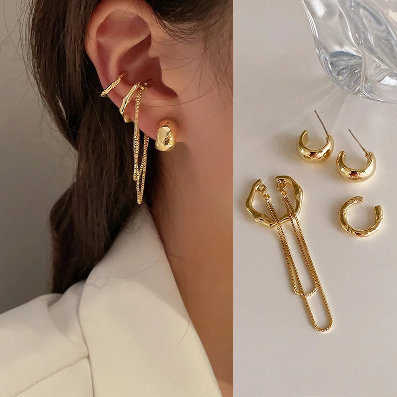 Clip Earrings Star Butterfly Crystal Tassel Zircon Fashion Jewelry
