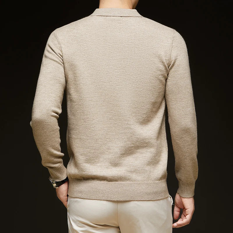 Men's Wool Crewneck Knit Pullover Sweater for Autumn and Winter