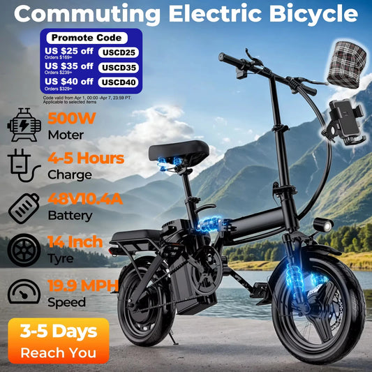 LELEKUAI 500W Folding Electric Bike T1-1 20 MPH