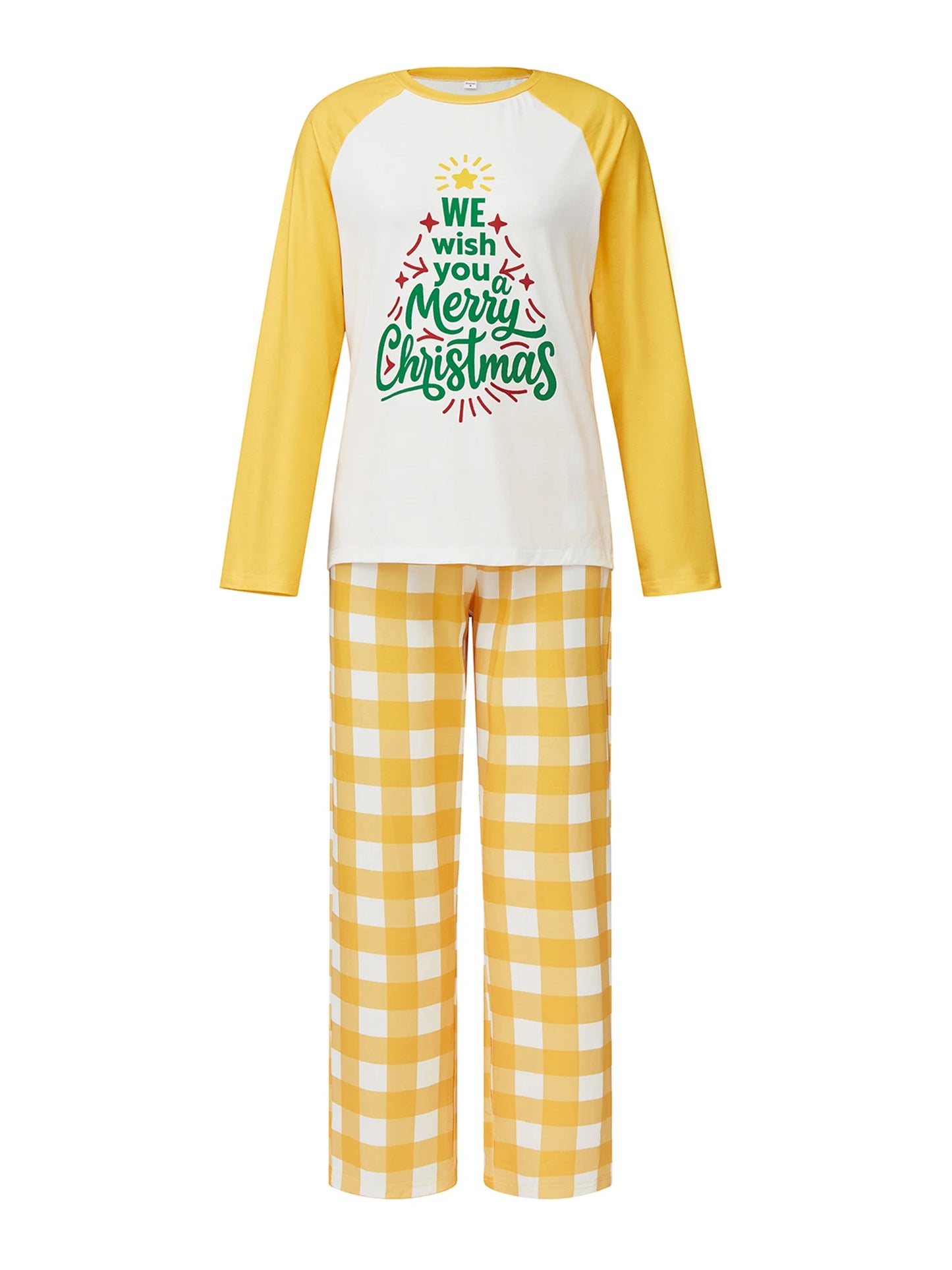 Family Christmas Pajamas With Festive Letter Tops And Plaid Pants
