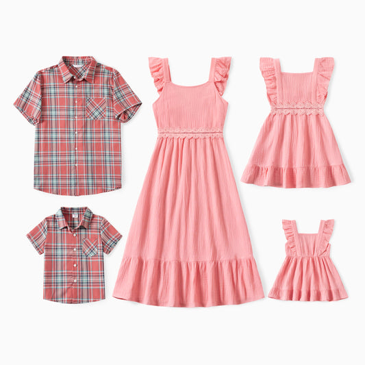 PATPAT Family Matching Plaid Shirt and Dress Sets for Kids