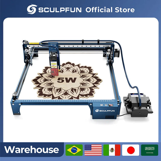 SCULPFUN S9 5W Laser Engraving Machine High-precision Wood Acrylic Laser Engraver Cutter 410x415mm Engraving Area