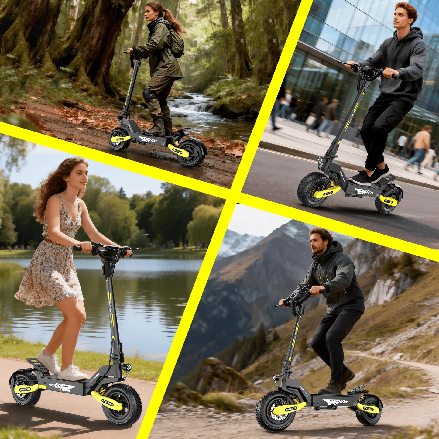 EOEOTWO 1200W Off Road Electric Scooter 48V Long Range 30MPH