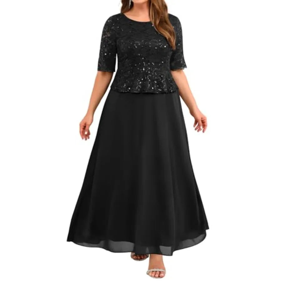 Mother Of The Bride Sequin Lace Bodice Formal Gown