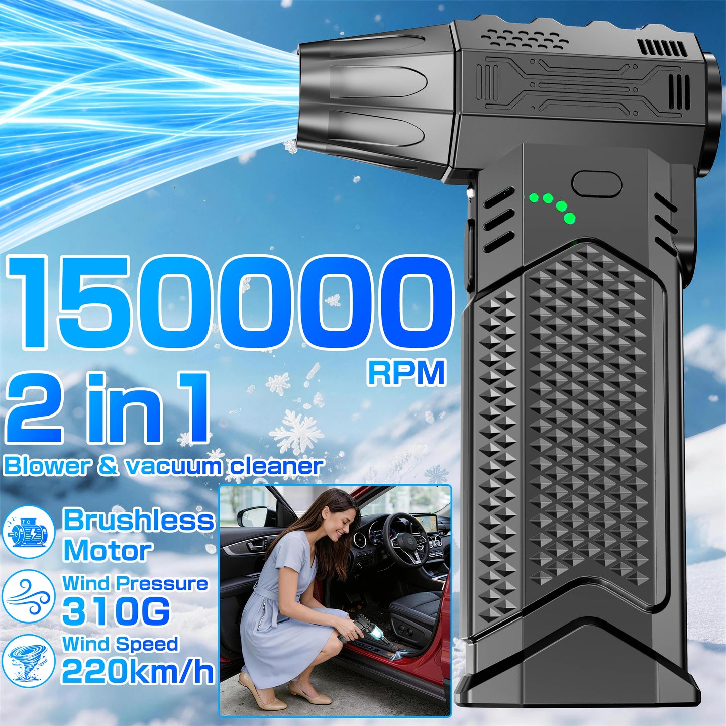 Turbo Electric Portable Car Vacuum Cleaner Jet Fan Blower Tool