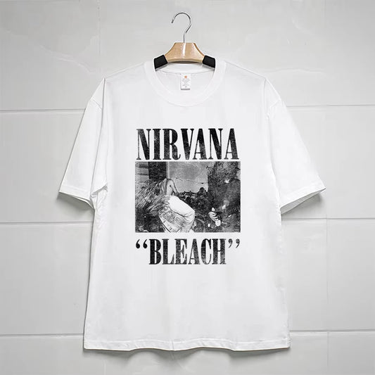 Nirvana Band Kurt Cobain Vintage American Retro T-shirt Summer Pure Cotton Men's T-Shirt Children's Clothing Tee Y2k Woman