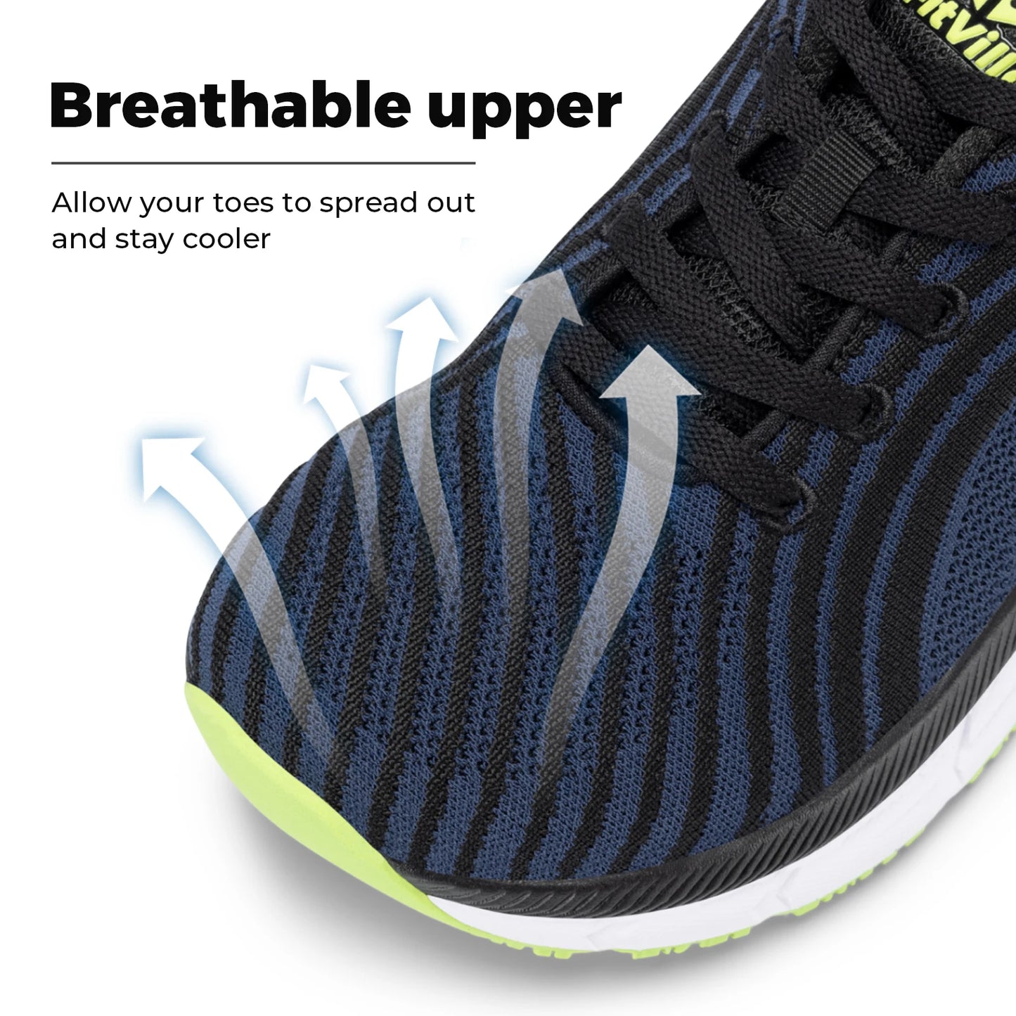 Fitville FlowCore Men Running Shoes V2 Cushioned Breathable Wide Fit