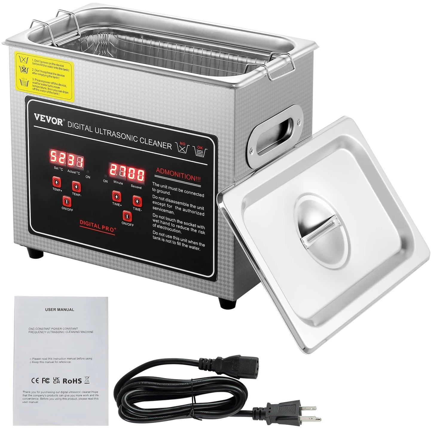 Succebuy Ultrasonic Cleaner Stainless Steel Home Cleaning Appliance