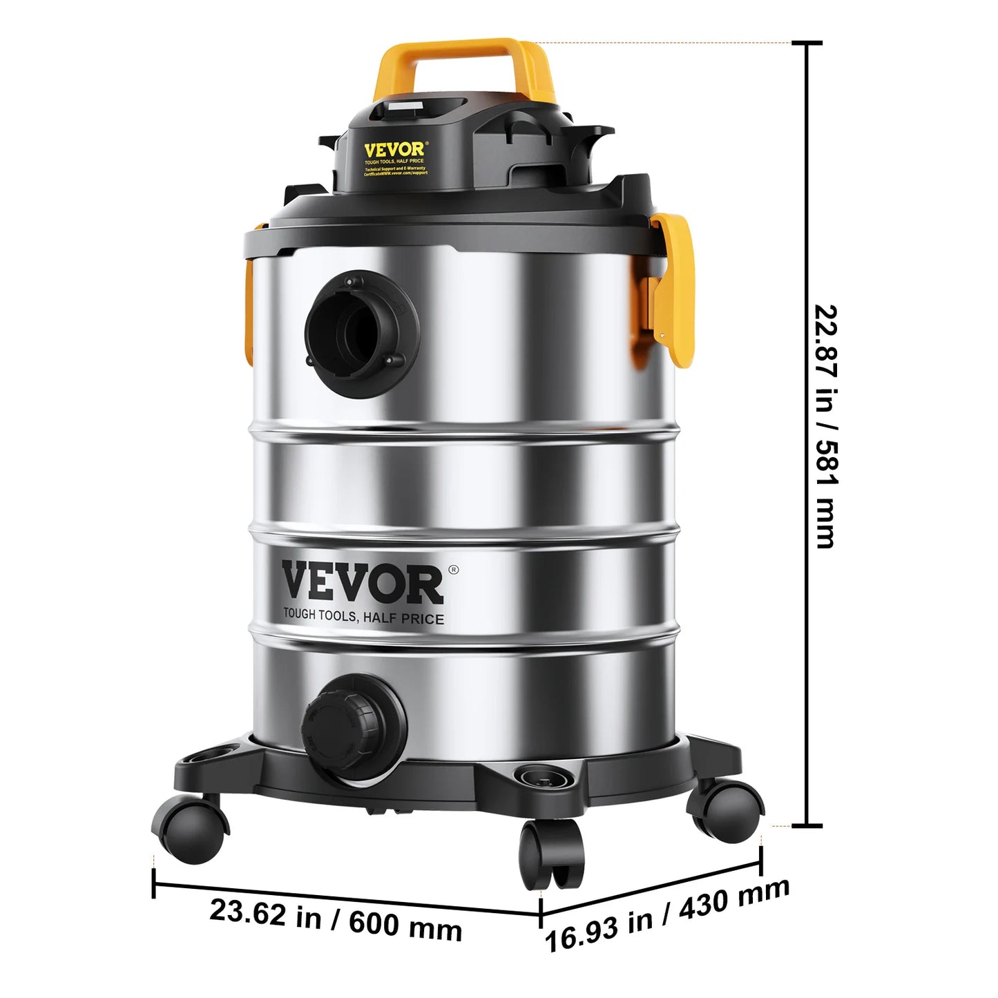 SucceBuy Stainless Steel Wet Dry Shop Vacuum With Powerful Suction