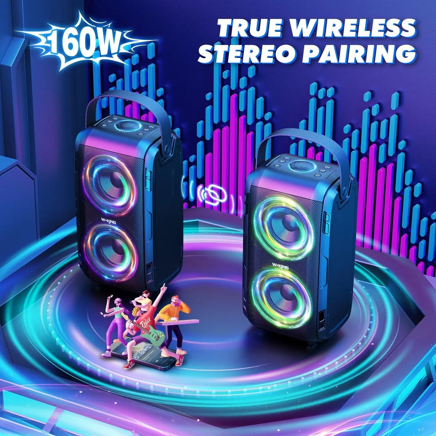 W-KING 80W RMS Party Portable Bluetooth Boombox