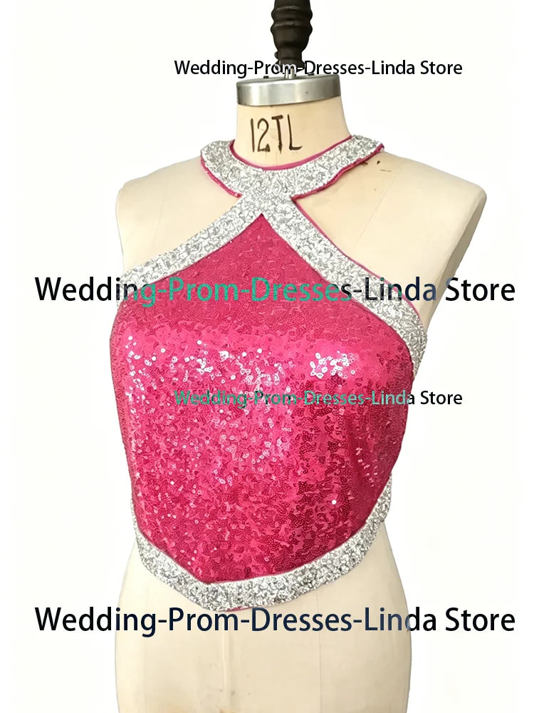 Built-In Bra Sequin Two Piece Cocktail Dress