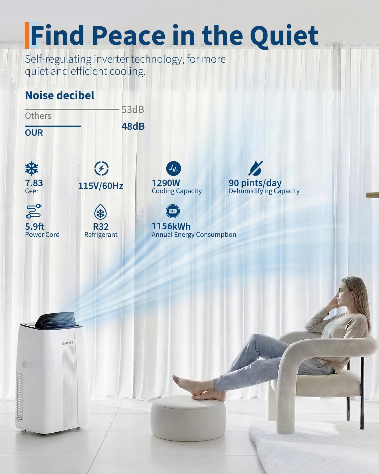 14000 BTU Portable Air Conditioner 4 In 1 With Remote LCD Display