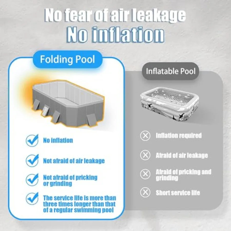 Foldable Pool Non-Inflatable With Hard Plastic Shell For Family Outdoor