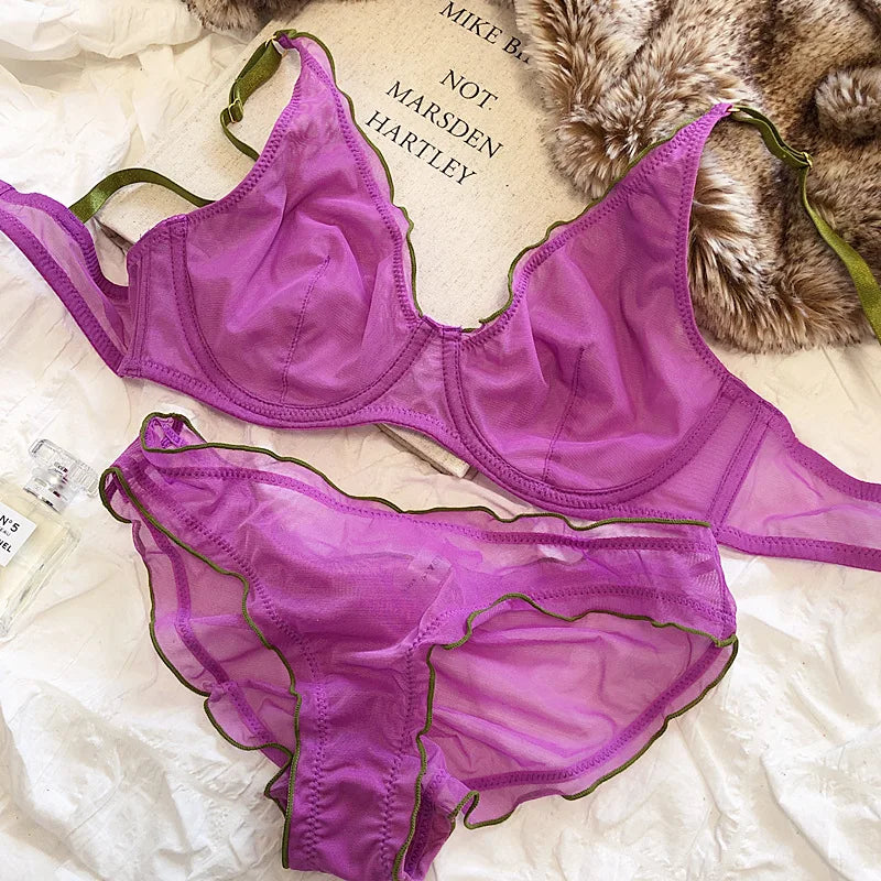 Moyiusu Minimiser Underwire Bra Set With Mesh Lace
