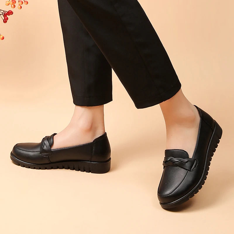 Women Slip On Work Flats With Braided Detail Cushioned Insole