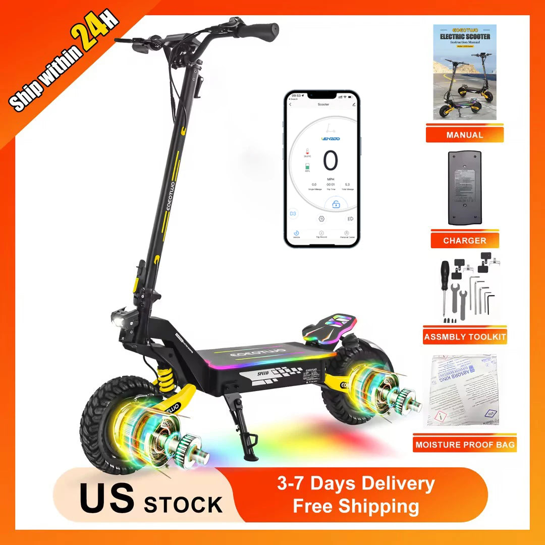EOEOTWO Dual Motor Electric Scooter 2400W Off Road Folding App