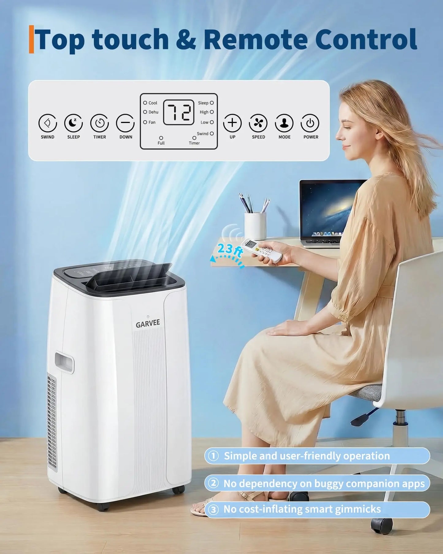 14000 BTU Portable Air Conditioner 4 In 1 With Remote LCD Display